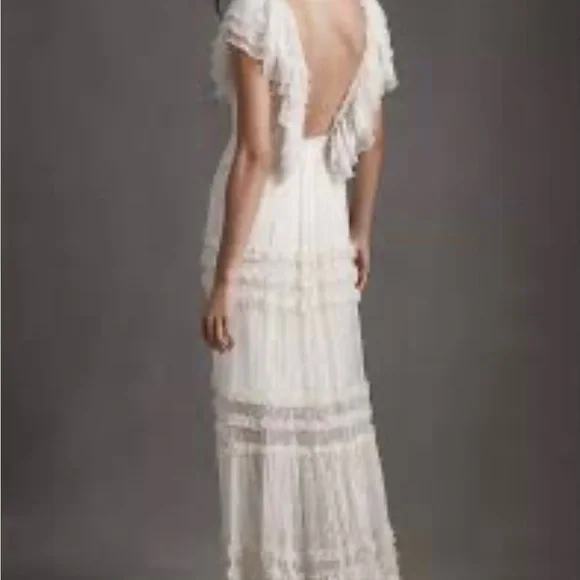 Free people BHDLN gauze white maxi backless crochet dress 7o’s style - Picture 2 of 6